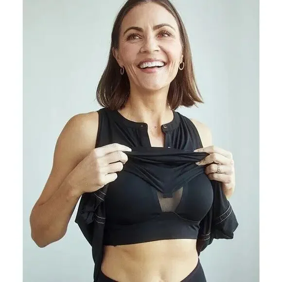 SheFit Womens The Sheila Shift Bra Dress Size 1 XS Black Modal Henley Preppy - Picture 9 of 9